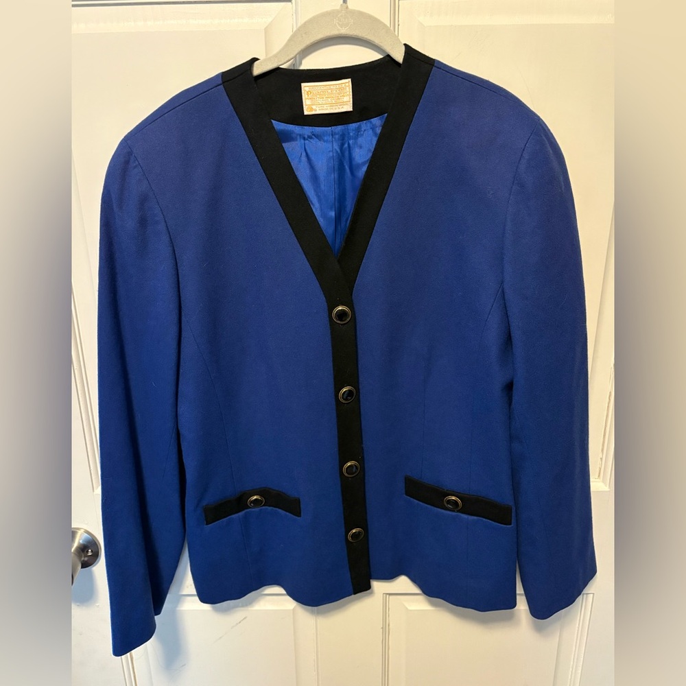 Pendleton blue black wool vintage classic women’s blazer jacket size 14 k large